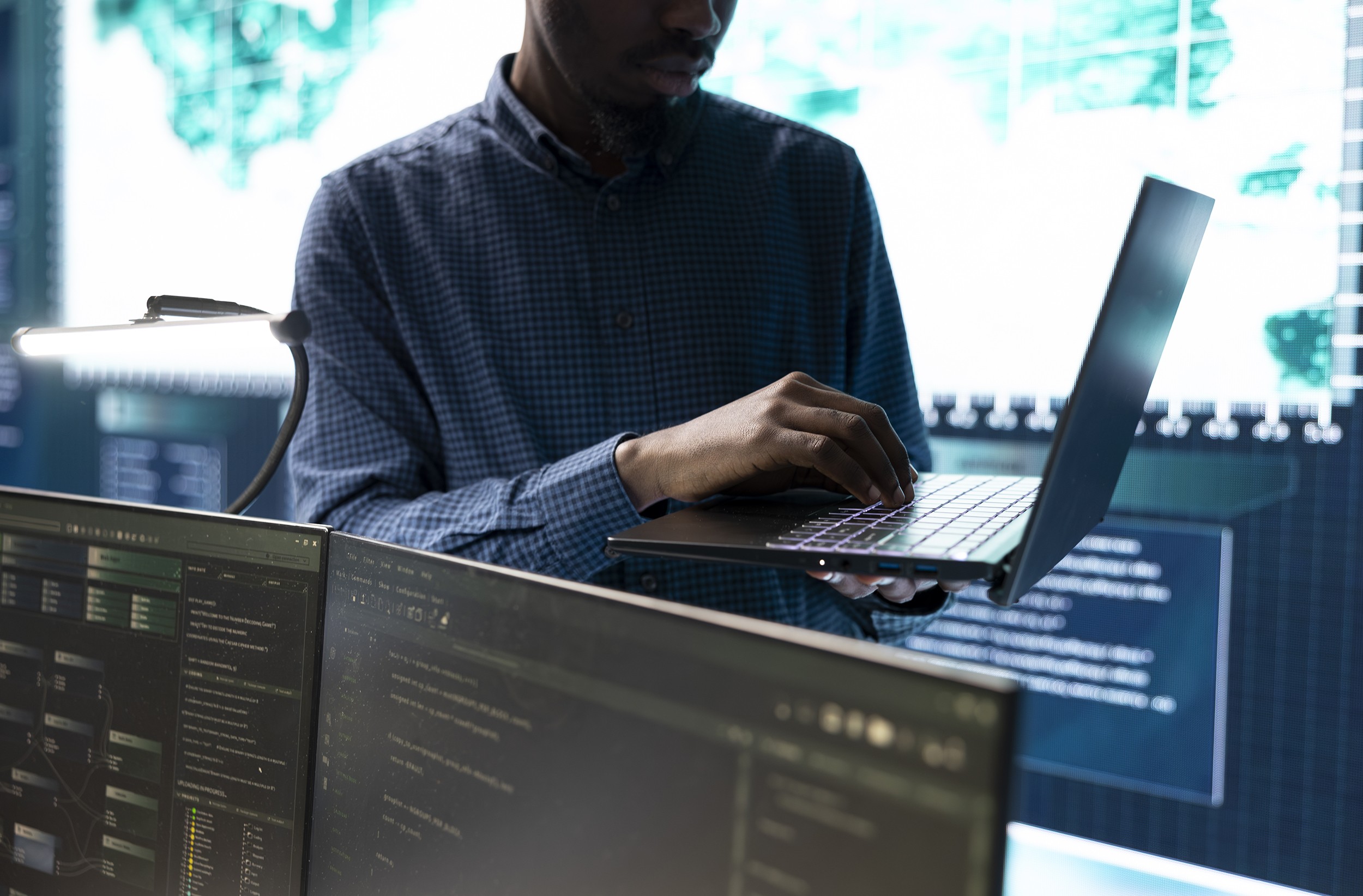 Cyber security team conducting cyber surveillance and threat detection